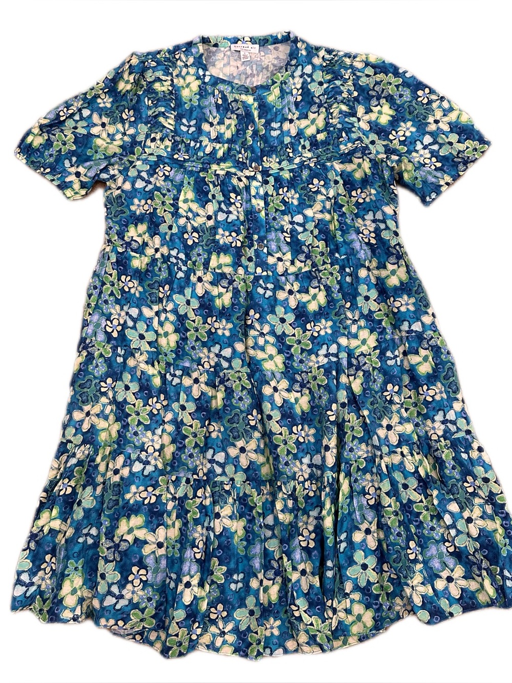 Current Air Vibrant Blue and Green Floral Dress